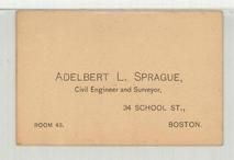 Adelbert L. Spague - Civil Engineer and Surveyor, Perkins Collection 1850 to 1900 Advertising Cards